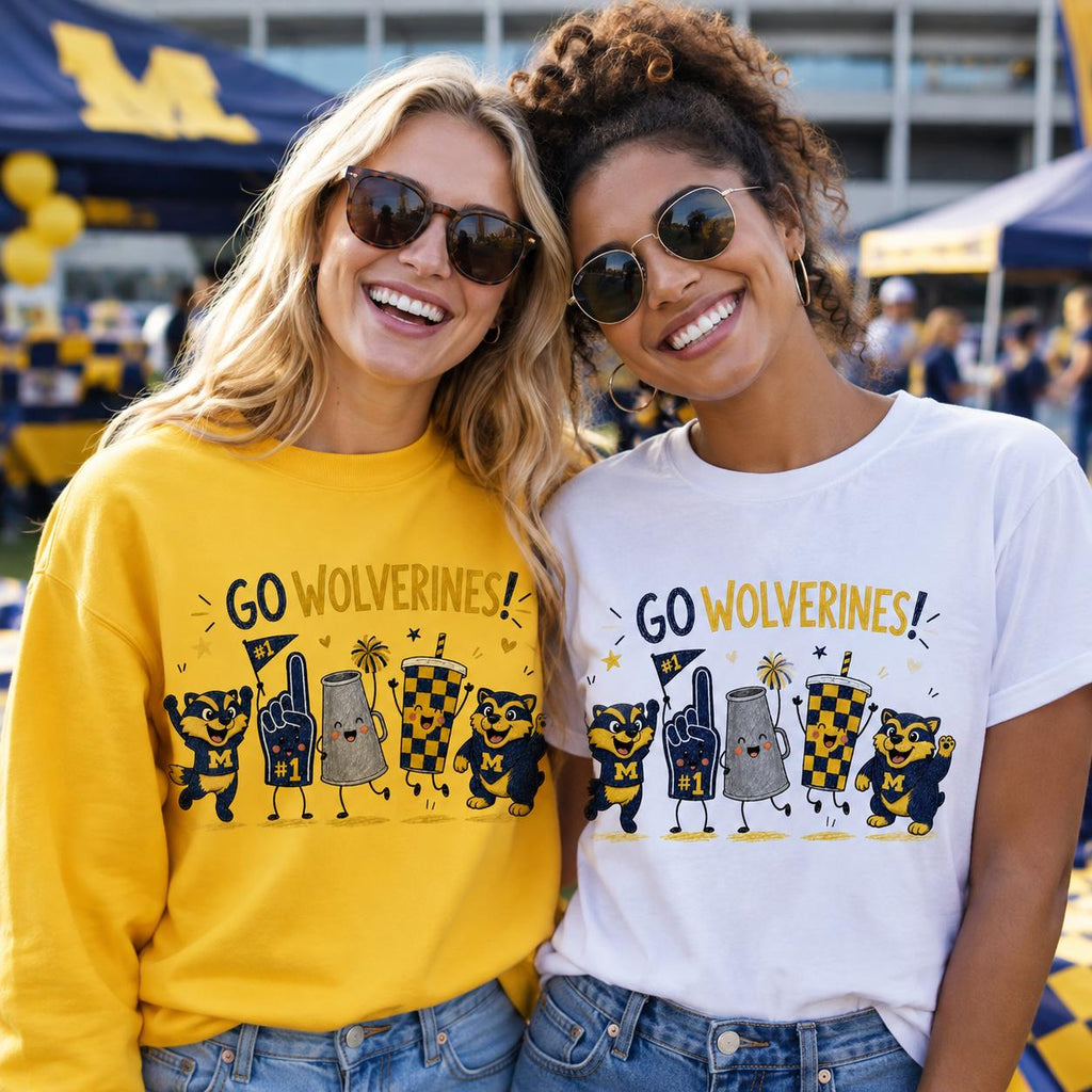 Go Wolverines PNG, Michigan Football Game Day Sublimation Design, Navy Maize Mascot Fan Shirt Download