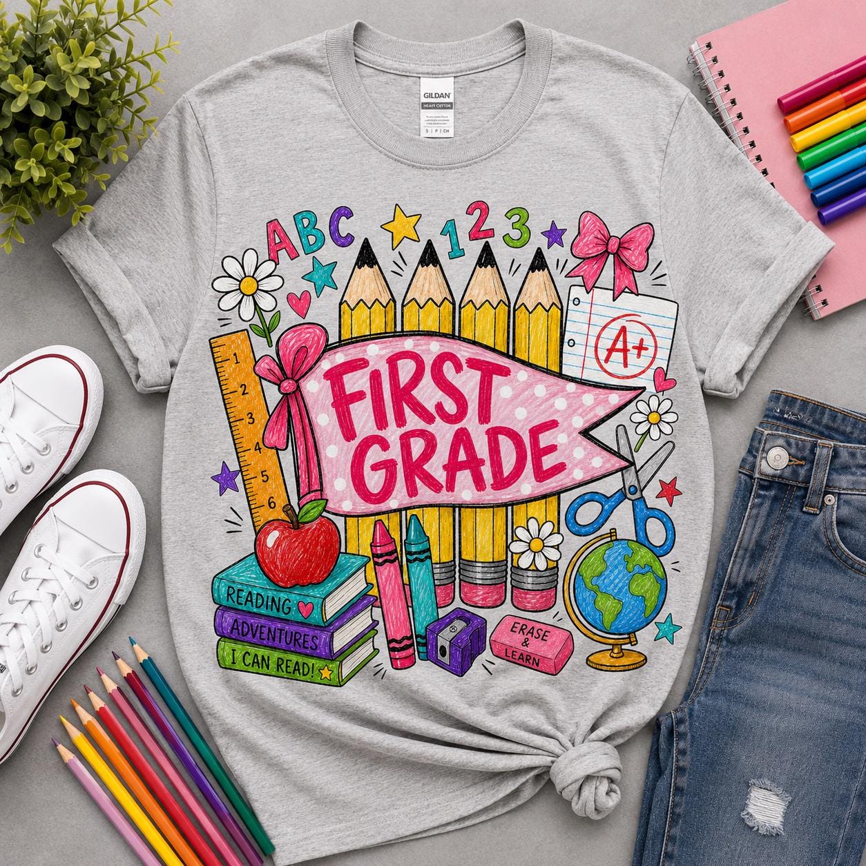 First Grade Teacher PNG, Back to School Sublimation Design (Digital Download)