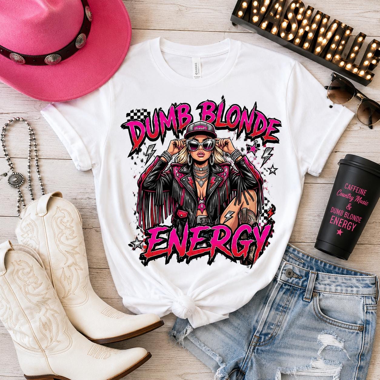 Dumb Blonde Energy PNG, Nashville Bachelorette, Country Concert Sublimation (Digital Download)