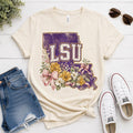 LSU Tigers Floral Design, Distressed Purple Louisiana, Game Day Apparel (Digital Download)
