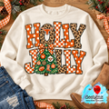 Holly Jolly Longhorn Christmas PNG | Orange Leopard Tree Design