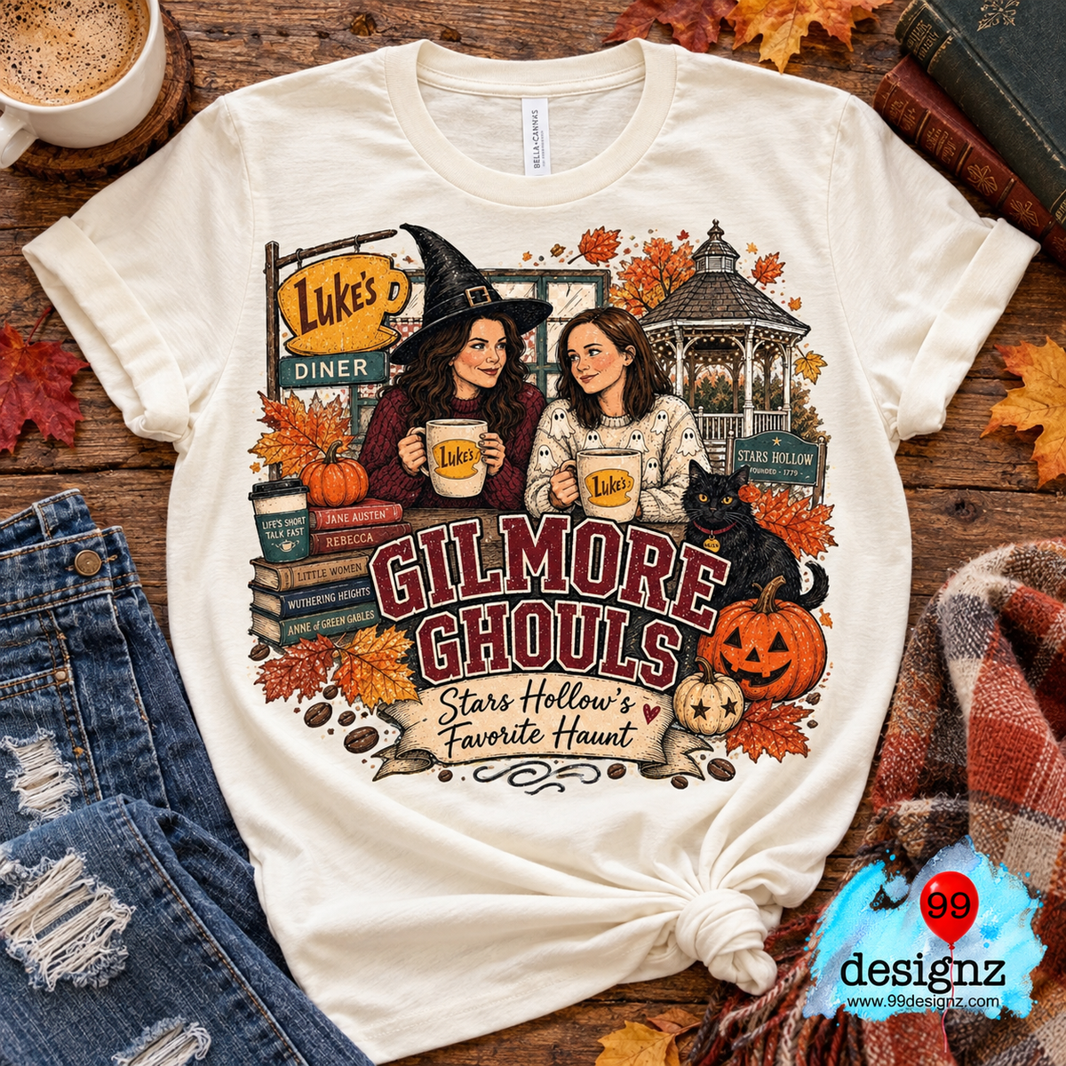 Gilmore Ghouls Halloween PNG | Stars Hollow Fall Coffee Design