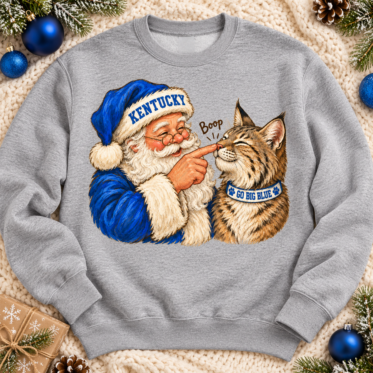 Kentucky Santa Boop PNG | Go Big Blue Wildcat Christmas Sublimation Design