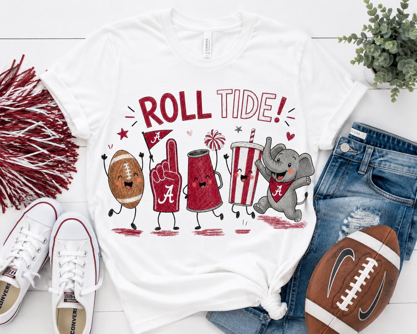 Roll Tide Mascot Squad PNG – Alabama Football Gameday Shirt Design (Digital Download)