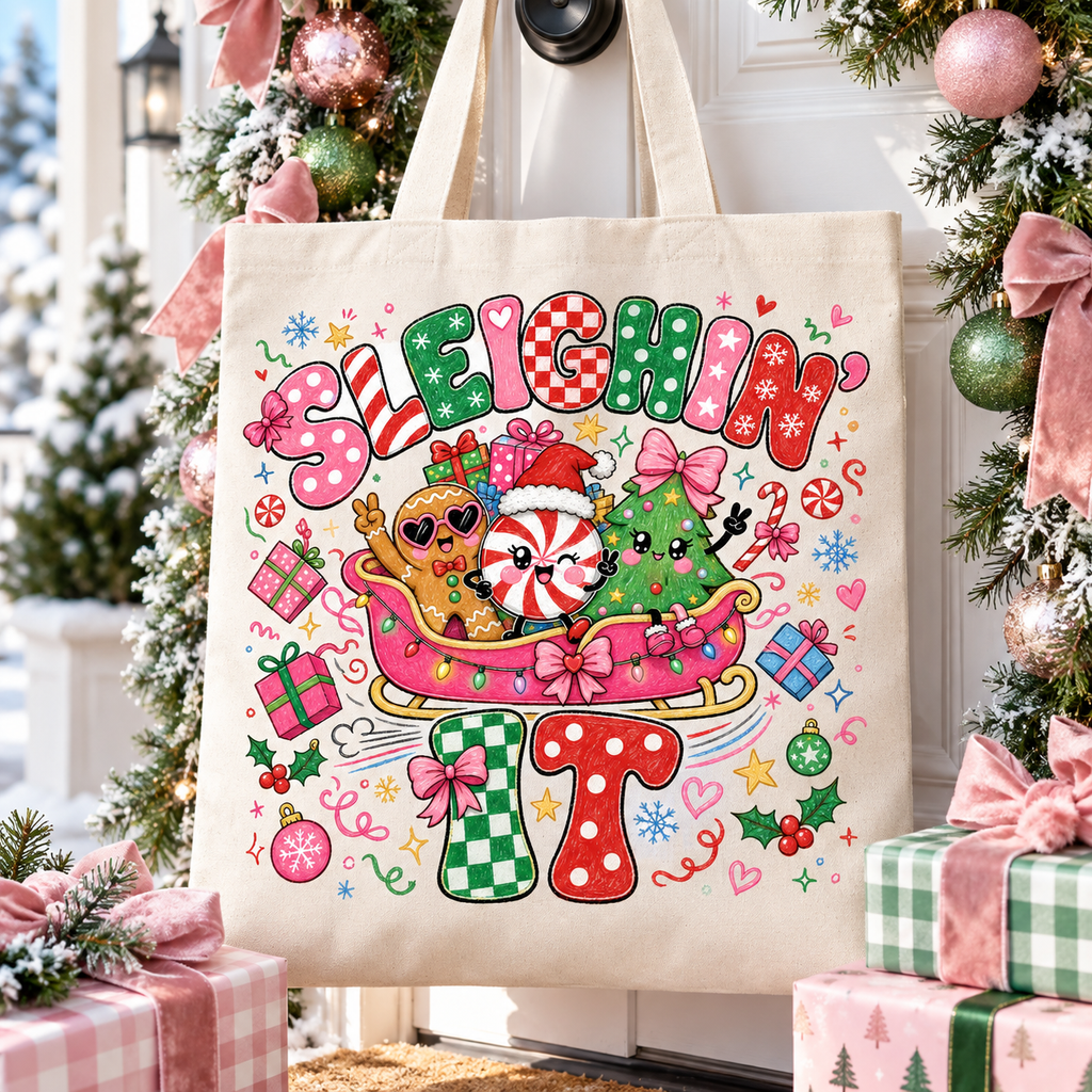 Sleighin’ It Christmas PNG Digital Download | Funny Holiday Design