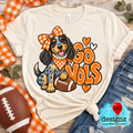 Go Vols PNG | Hound Dog Orange Gingham Bow Game Day Design
