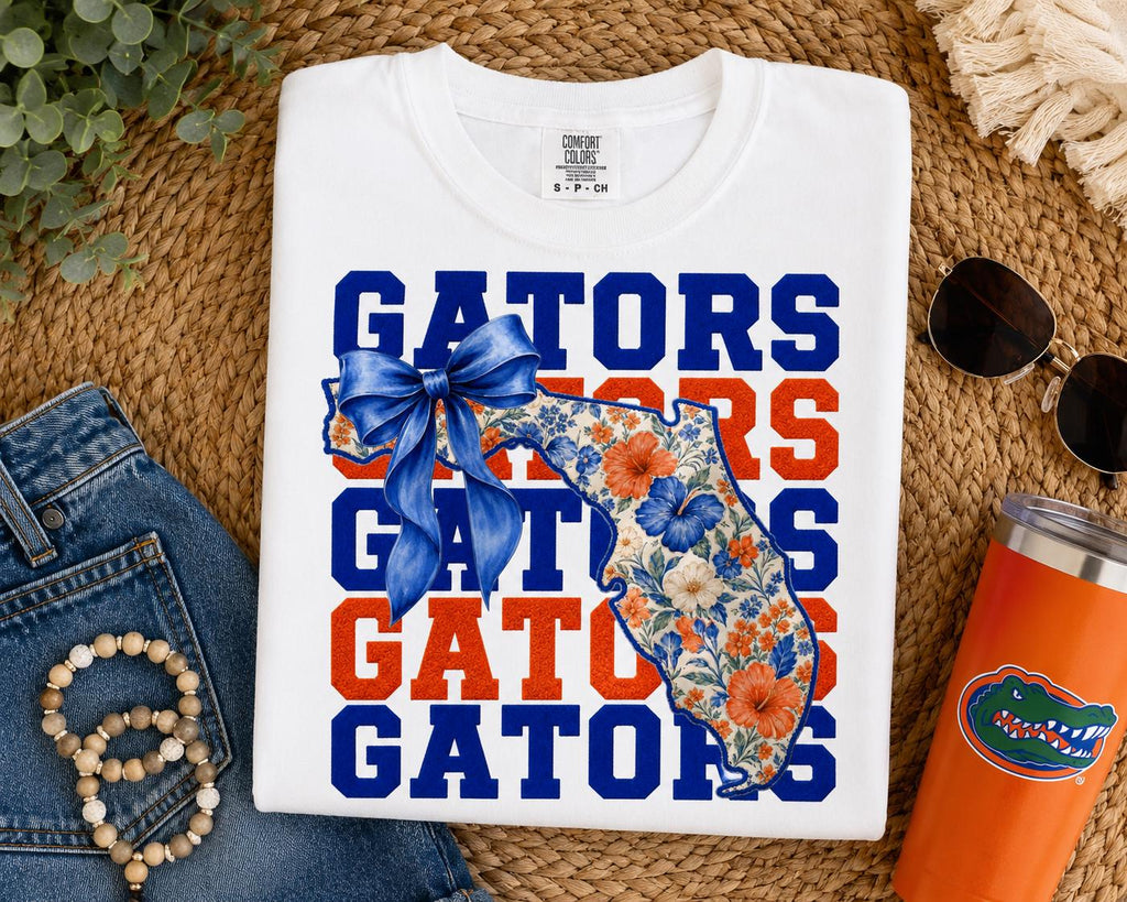 Florida Gators Floral PNG, Coquette Game Day Bow Design (Digital Download)
