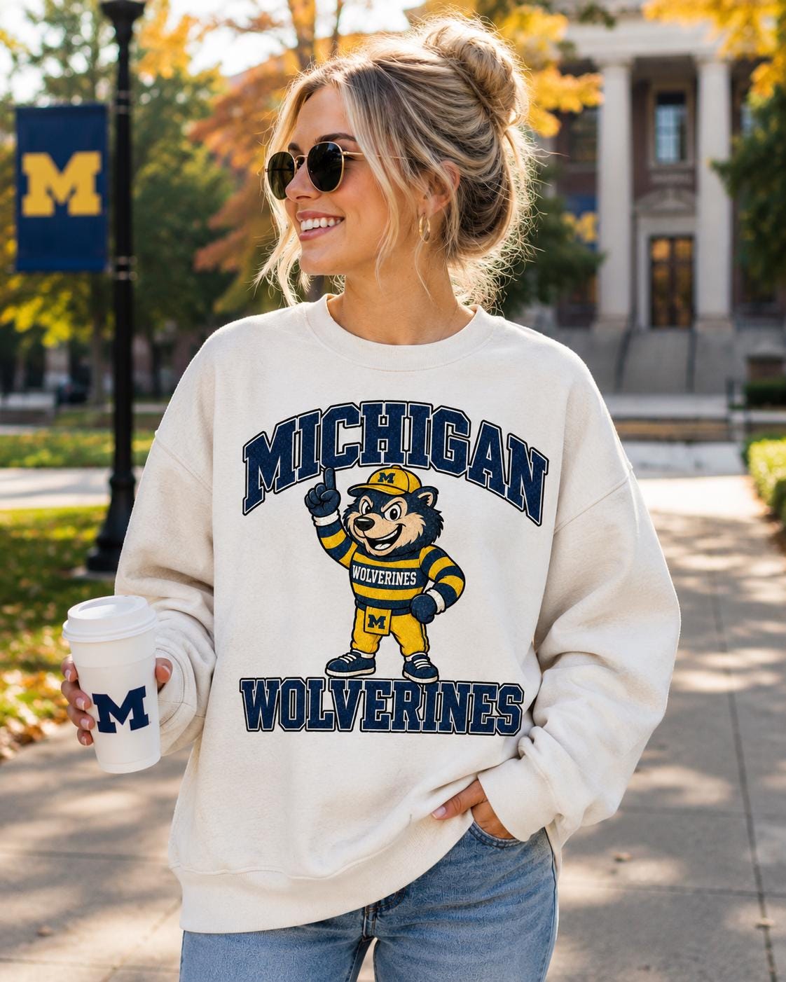 Vintage Michigan Wolverines Mascot PNG, College Football Game Day (Digital Download)