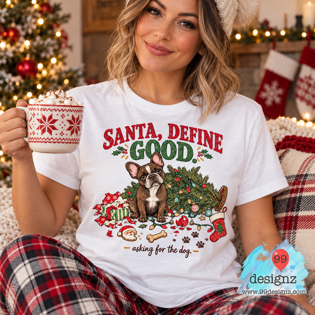 Santa Define Good PNG | Funny French Bulldog Christmas Design