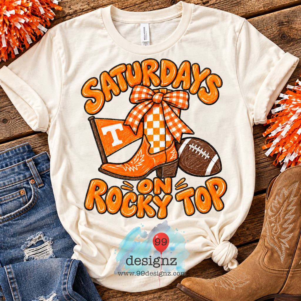 Saturdays on Rocky Top Football Bow & Boot Digital Artwork