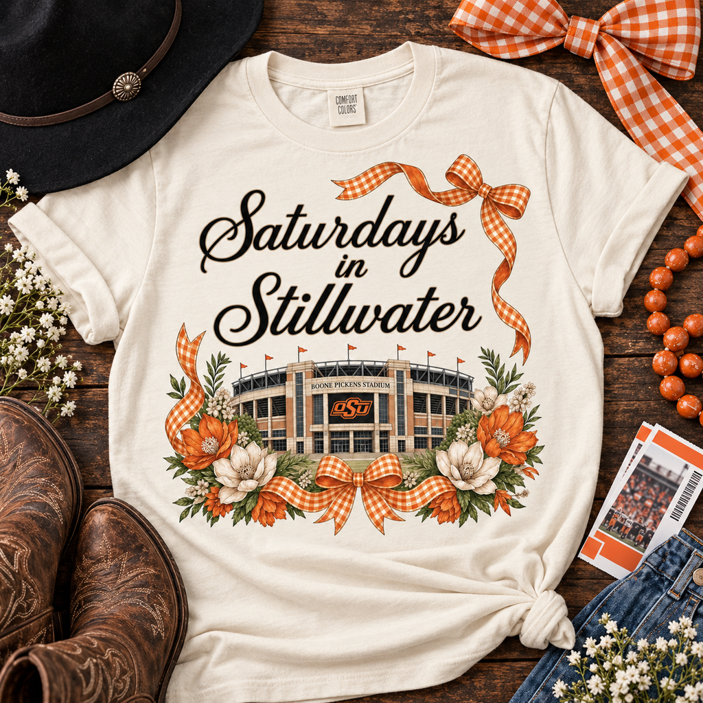 Saturdays in Stillwater PNG – Oklahoma State Game Day Sublimation Design