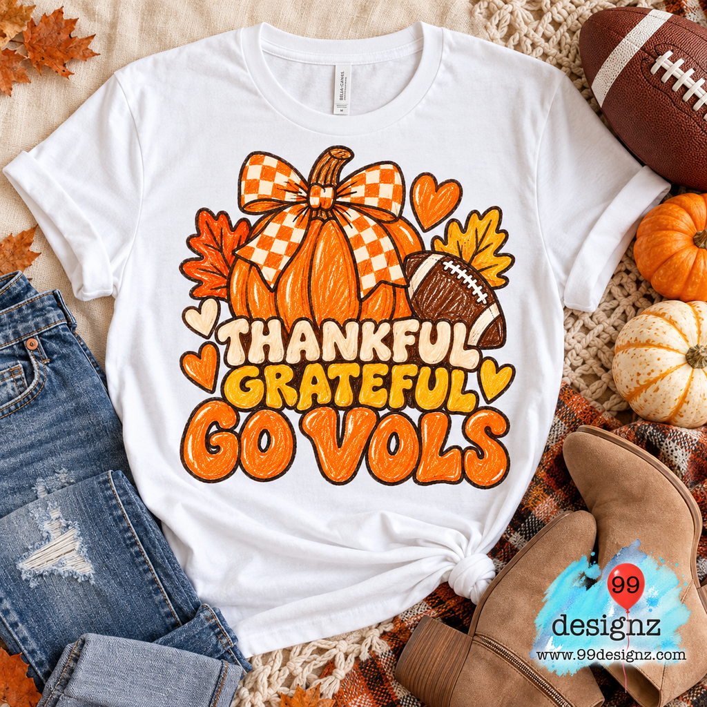 Thankful Grateful Go Vols Fall Football Digital Artwork