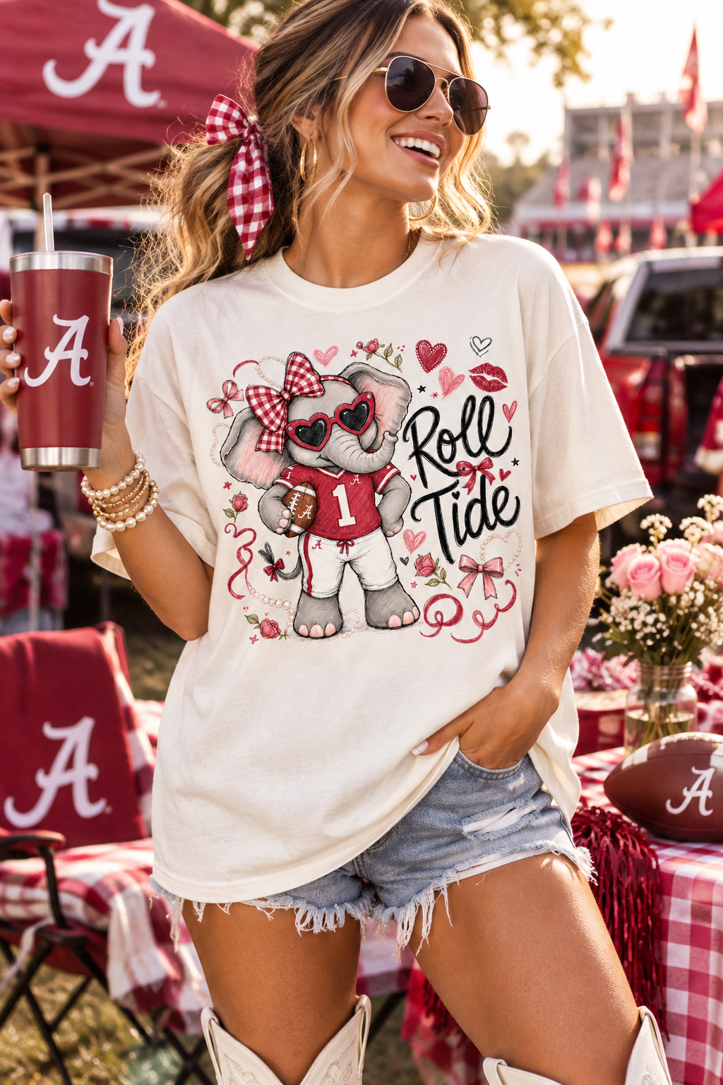 Roll Tide Girl Mascot PNG Design