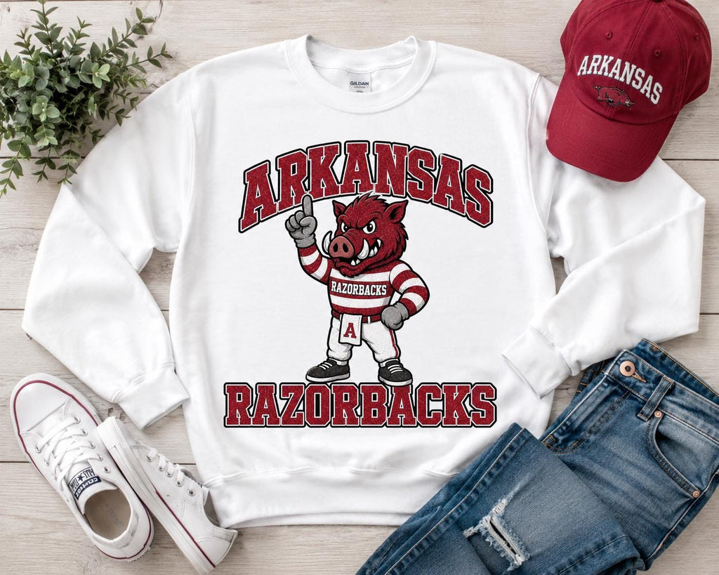 Arkansas Razorbacks Mascot Tee, Vintage Distressed Collegiate Football Shirt