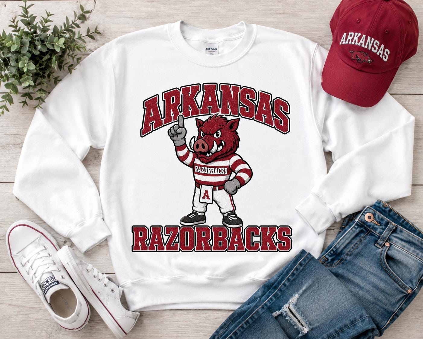 Arkansas Razorbacks Mascot Tee, Vintage Distressed Collegiate Football Shirt