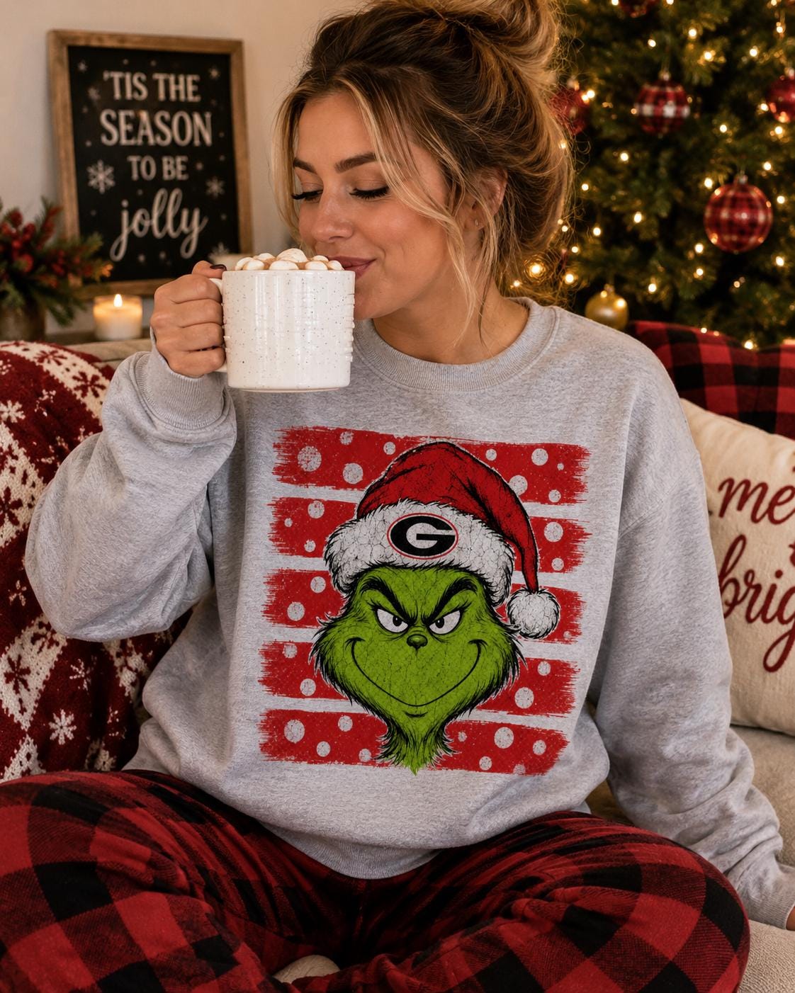 Georgia Grinch Christmas Sweatshirt, Holiday Football Fan Sweater