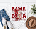 Bama Floral Shirt, Crimson Gold Bow, Southern Game Day Tee, Coquette Tailgate Crewneck