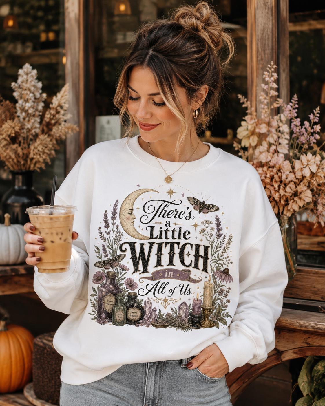 Little Witch PNG, Celestial Cottagecore Boho Design (Digital Download)