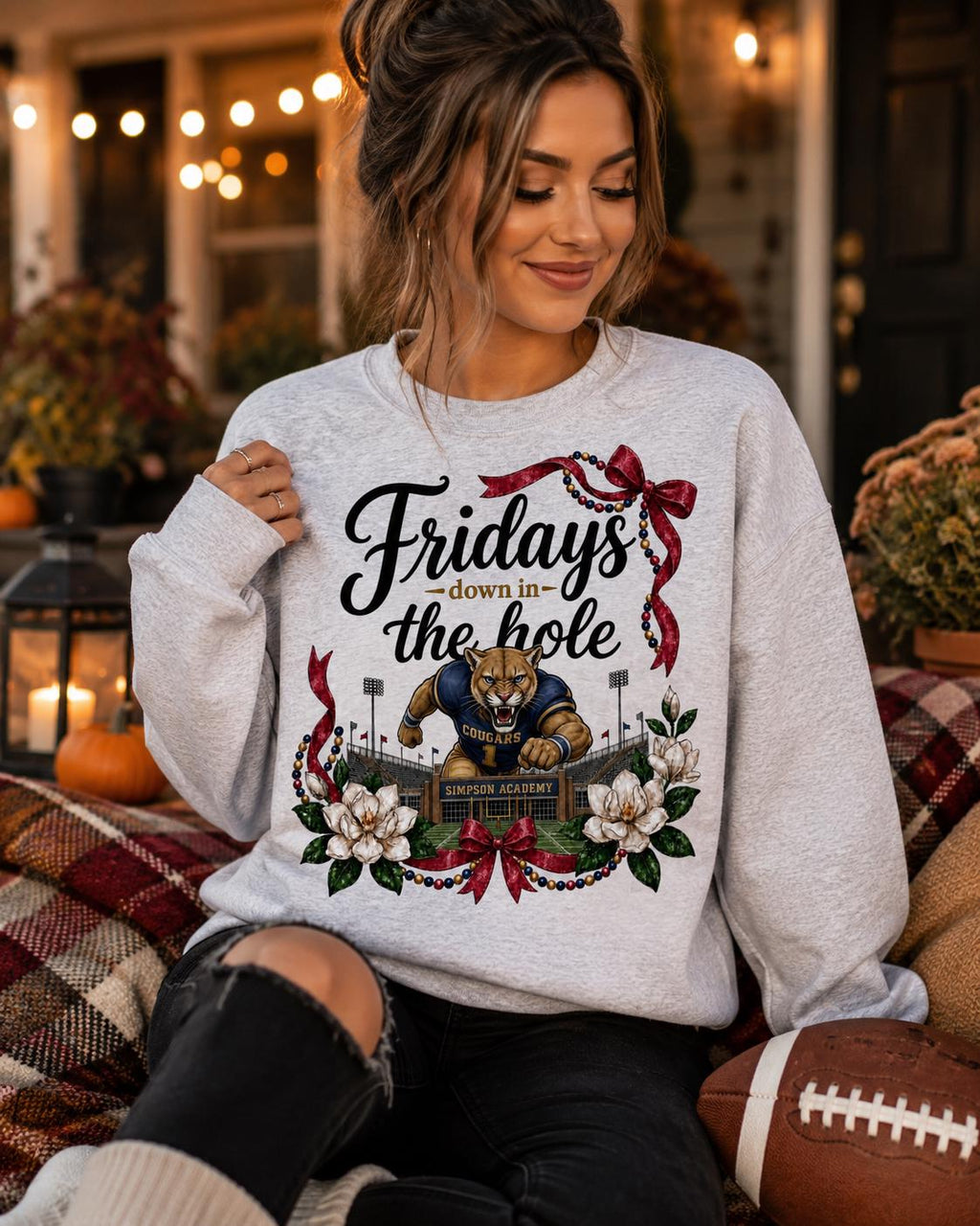 Fridays Down in the Hole PNG, Simpson Academy Cougars Football Design (Digital Download)