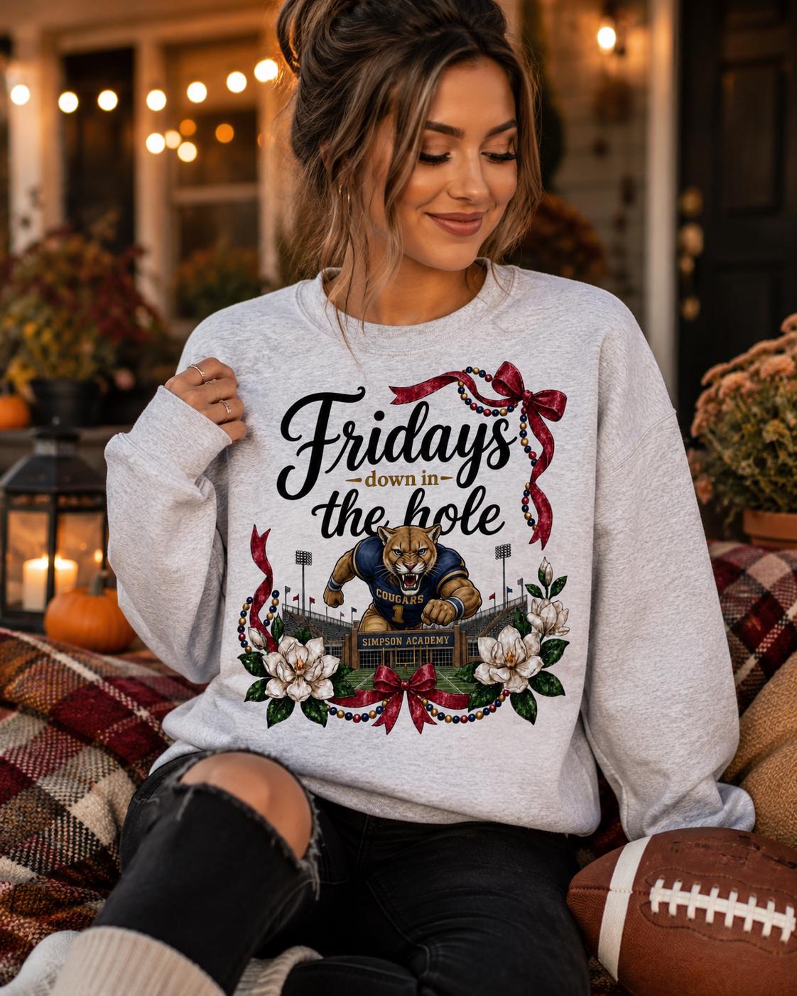 Fridays Down in the Hole PNG, Simpson Academy Cougars Football Design (Digital Download)