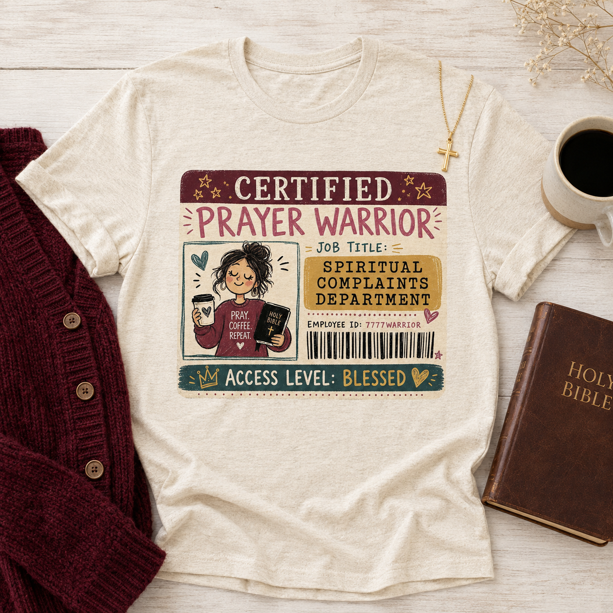 Certified Prayer Warrior PNG – Faith Sublimation Design | DTG | HTV | Digital Download