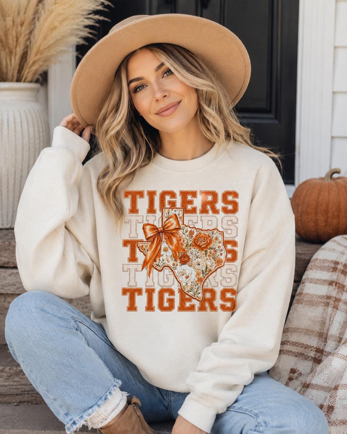 Floral Texas Tigers PNG, Vintage Collegiate Game Day Design (Digital Download)