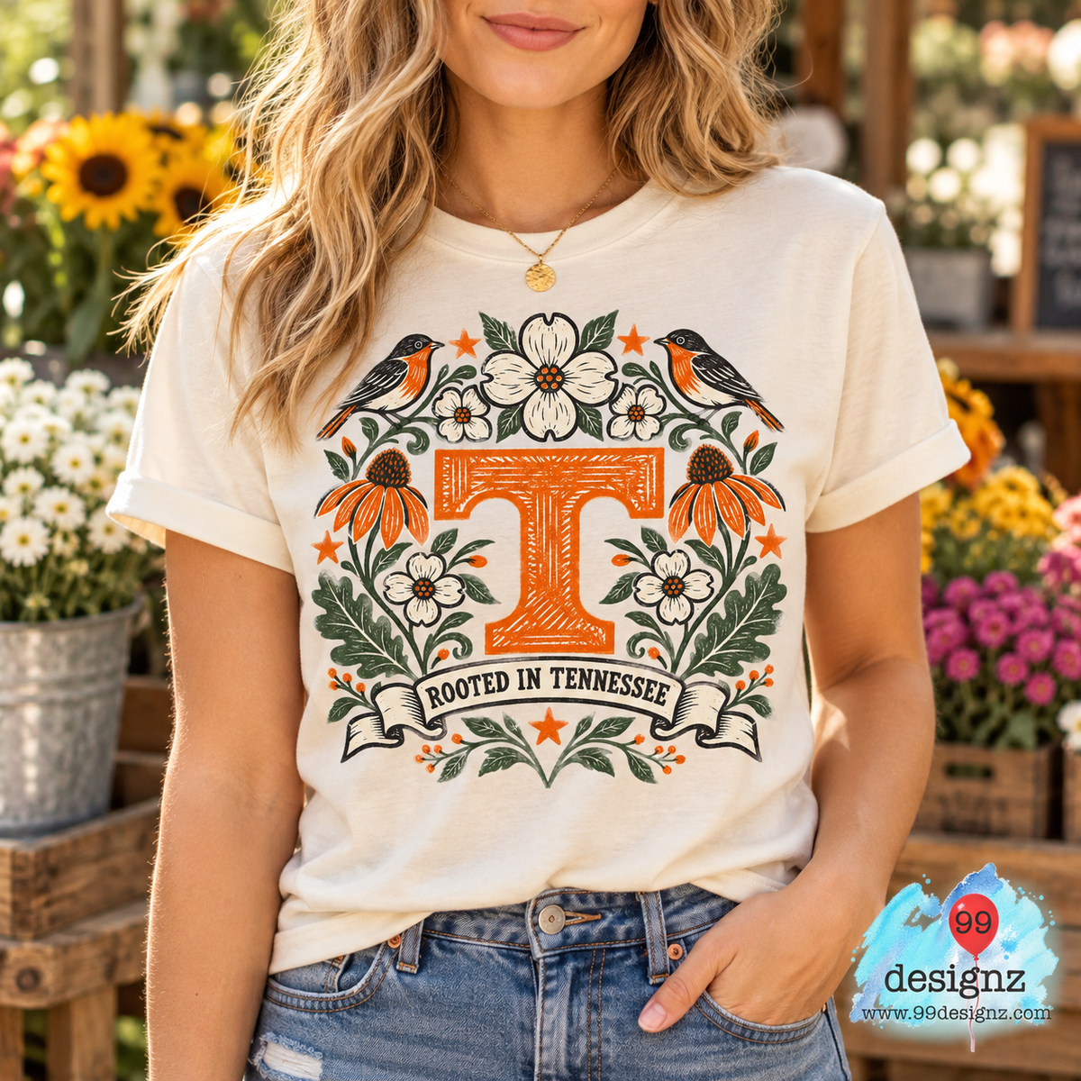 Rooted in Tennessee Floral T Fan PNG Digital Download