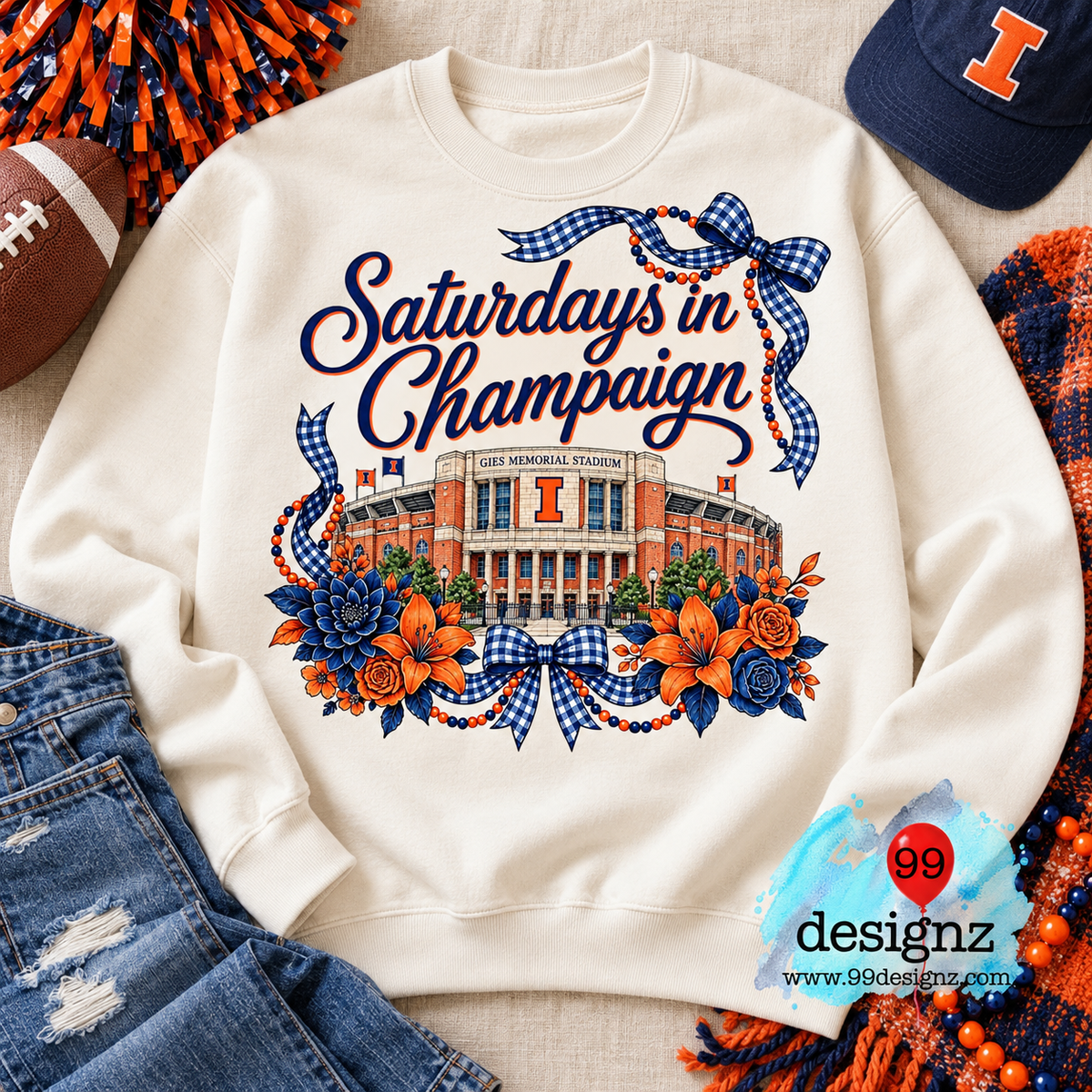 Saturdays in Champaign Illinois Football PNG Digital Download