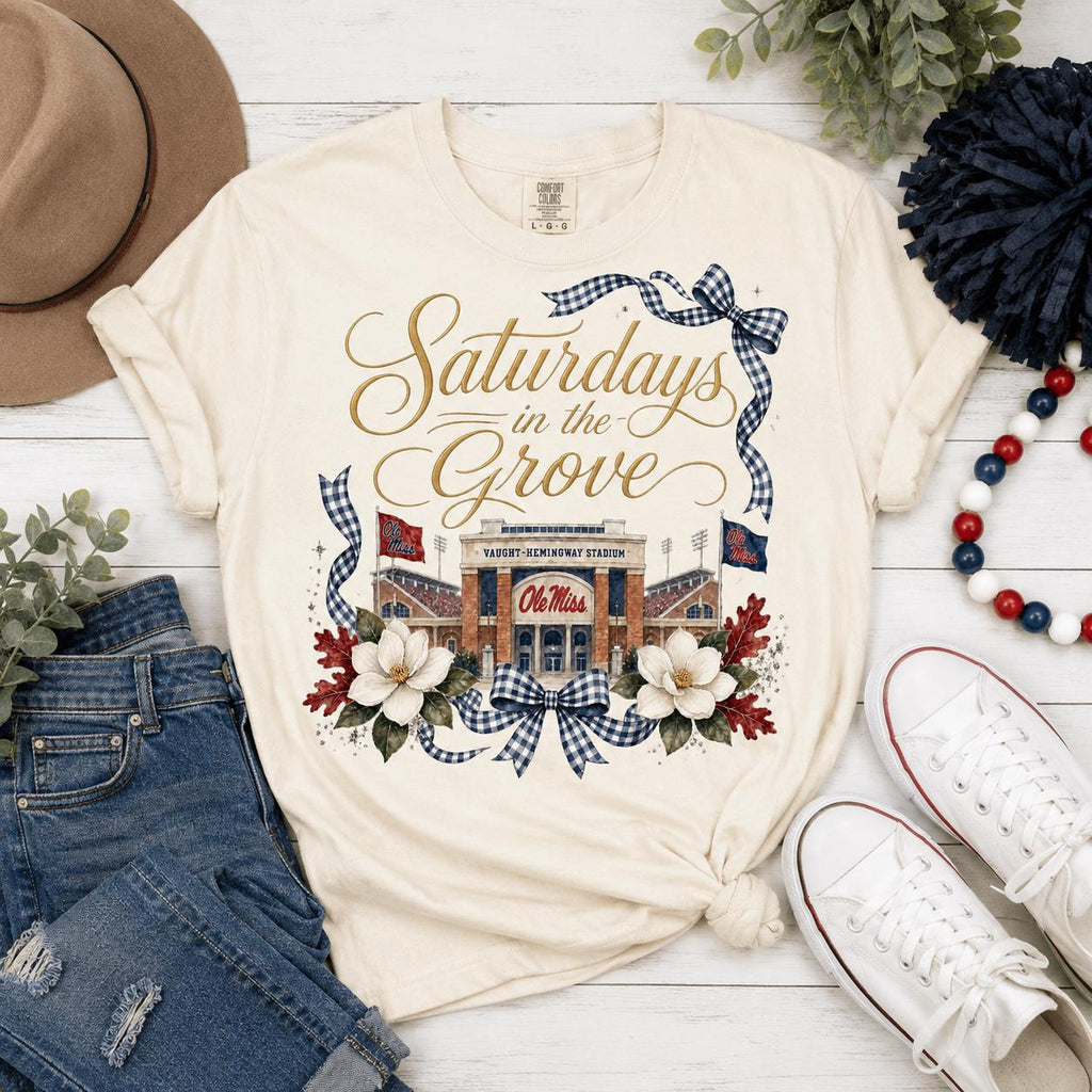Ole Miss Saturdays in the Grove PNG | Watercolor Stadium Game Day Design (Digital Download)