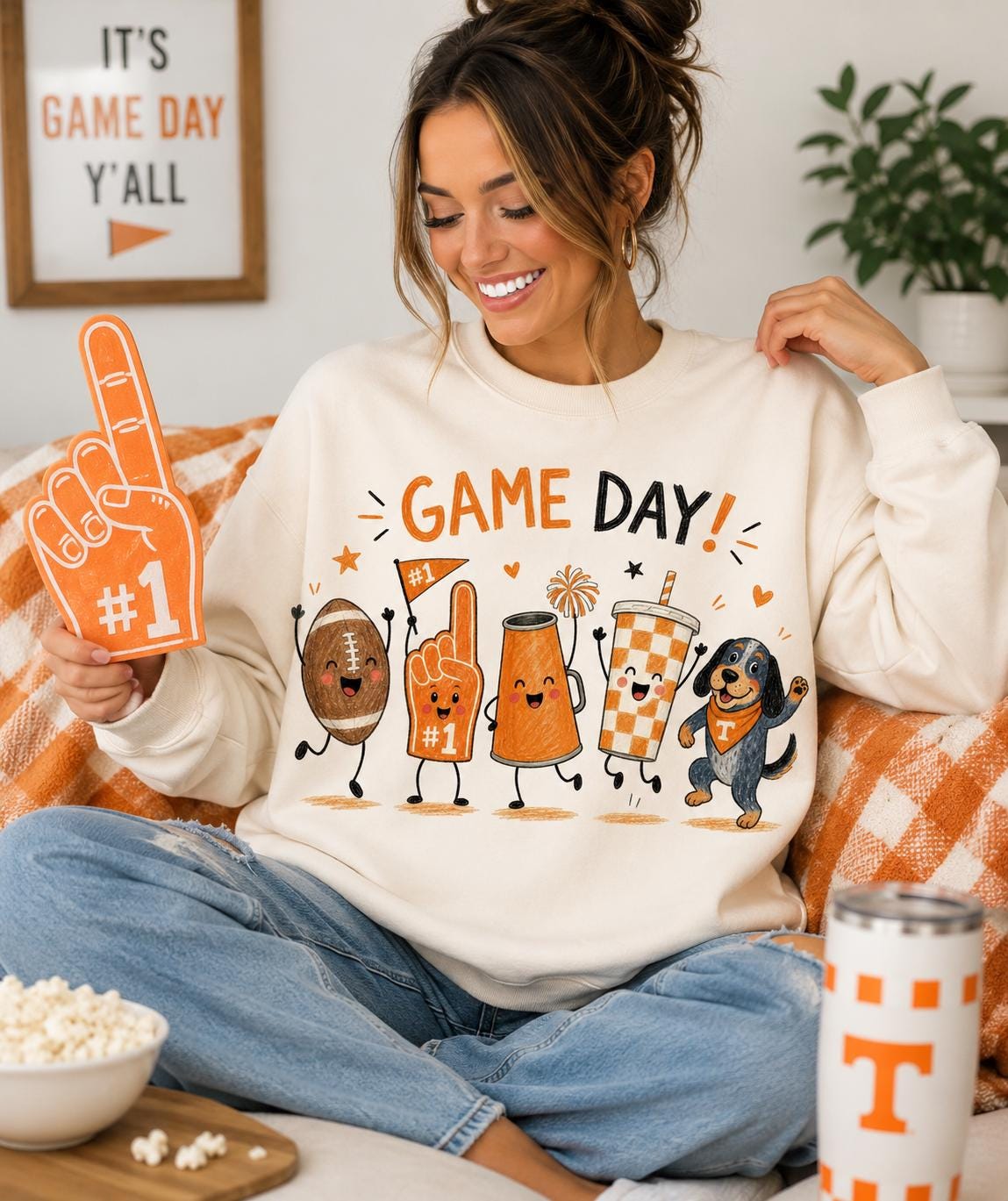 Tennessee Football Game Day PNG, Doodle Fan Sublimation Design (Digital Download)