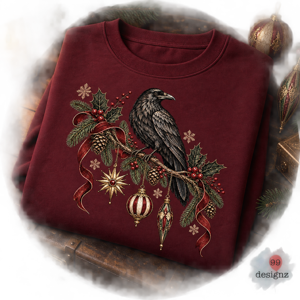 Christmas Raven PNG Digital Download | Holiday Design