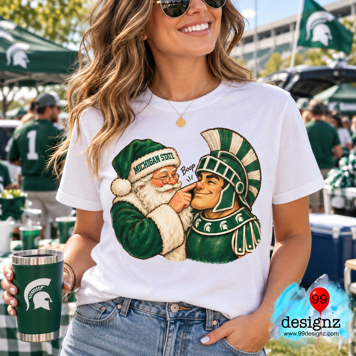 Michigan State Christmas PNG | Santa & Spartan Boop Design