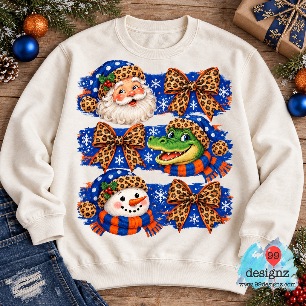 Christmas Gator Santa & Snowman PNG Digital Download for Gator Fans