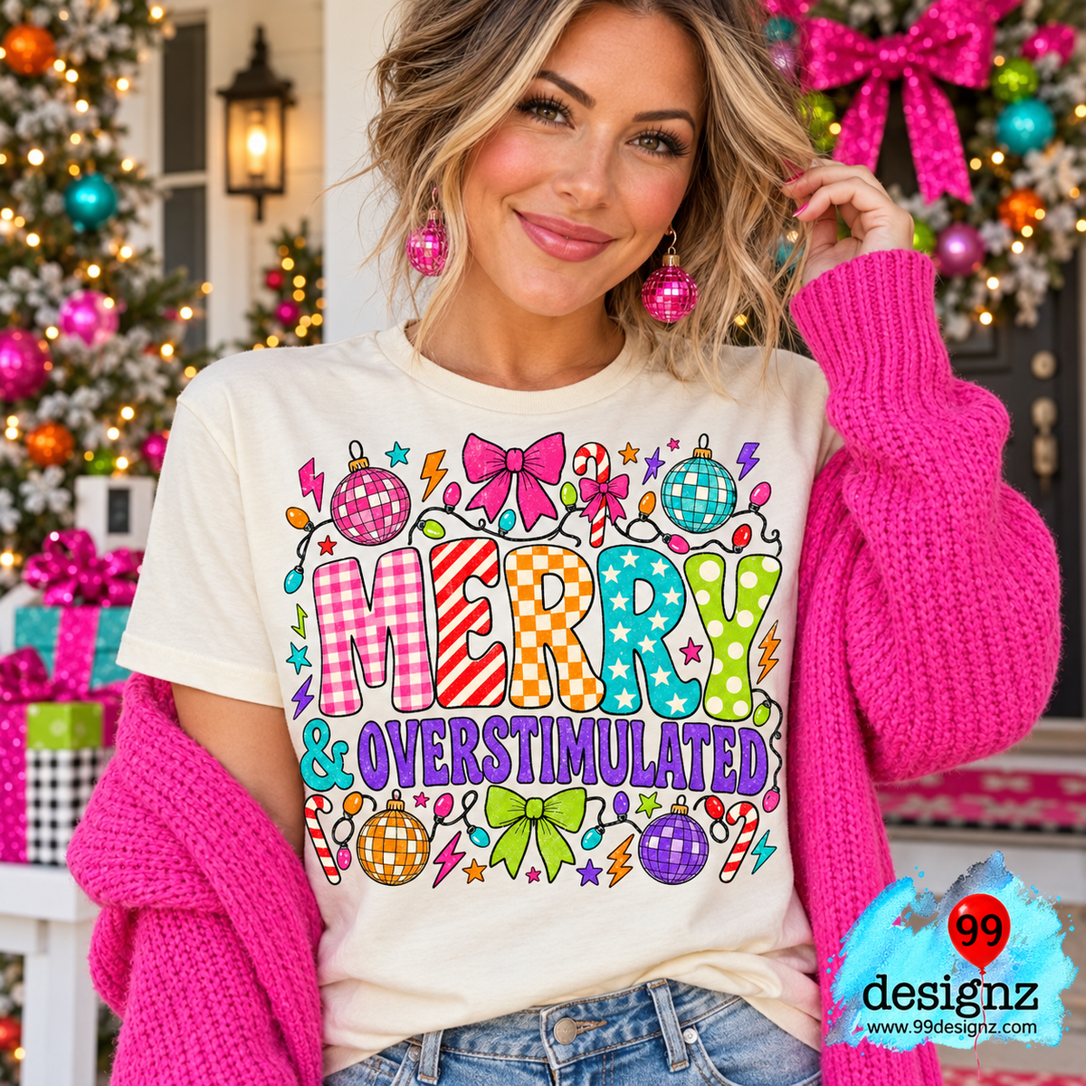 Merry and Overstimulated PNG | Funny Christmas Shirt Design