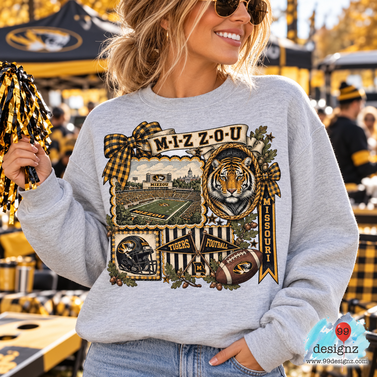 Mizzou Tigers Football Bow Collage PNG Digital Download for Fans