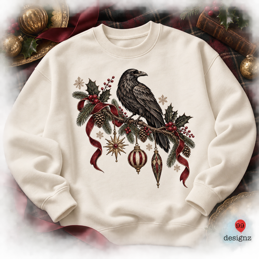 Christmas Raven PNG Digital Download | Holiday Design