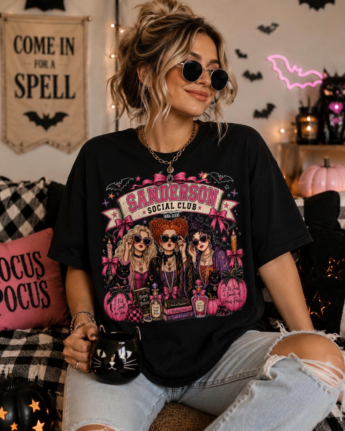 Sanderson Social Club PNG, Halloween Witches PNG, Hocus Pocus Inspired Design, Spooky Season , Sublimation, DTF Transfer