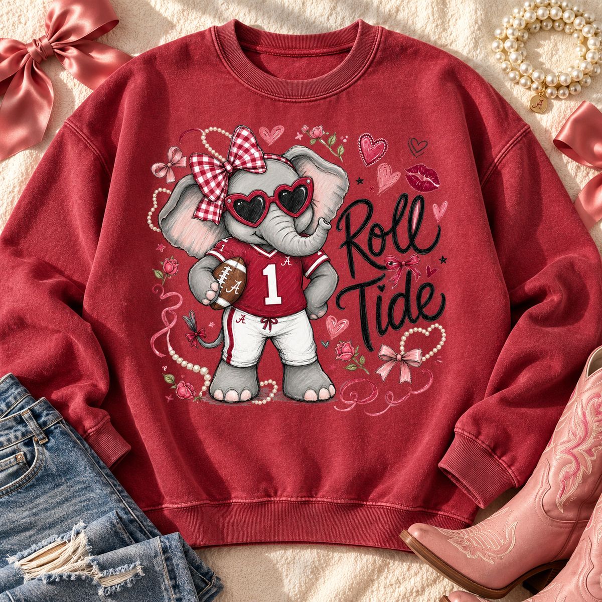 Roll Tide Girl Mascot PNG Design