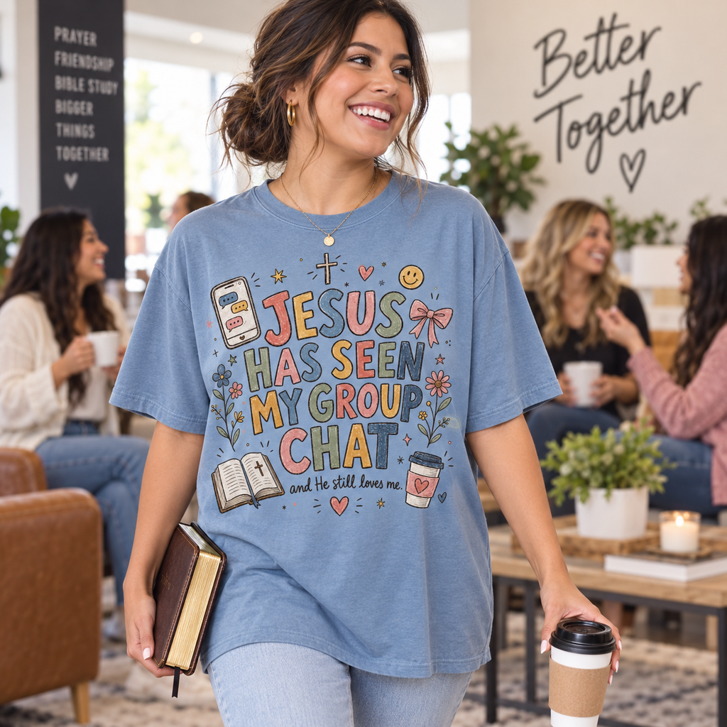 Jesus Has Seen My Group Chat PNG Design | Funny Christian Digital Download for Sublimation & DTG