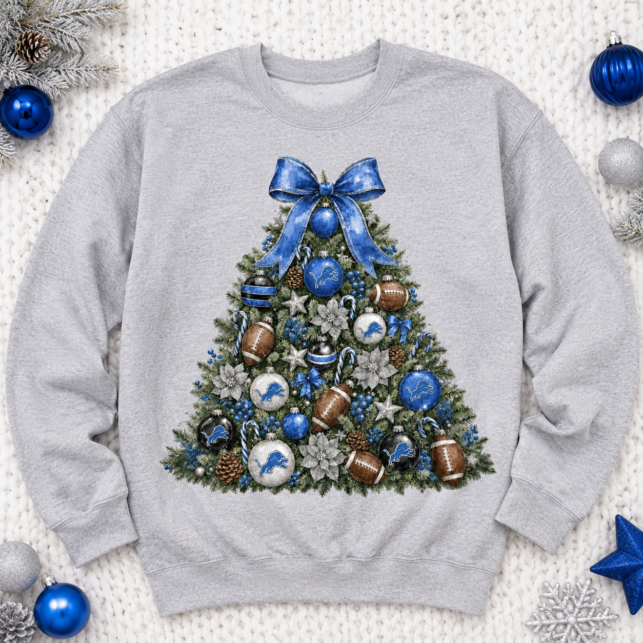 Detroit Lions Christmas Tree PNG – Football Holiday Shirt Design