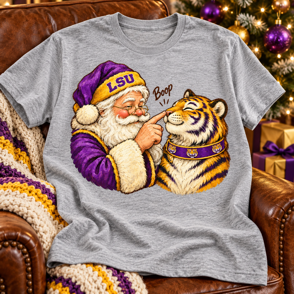 LSU Santa Boop PNG | Tiger Mascot Christmas Sublimation Design