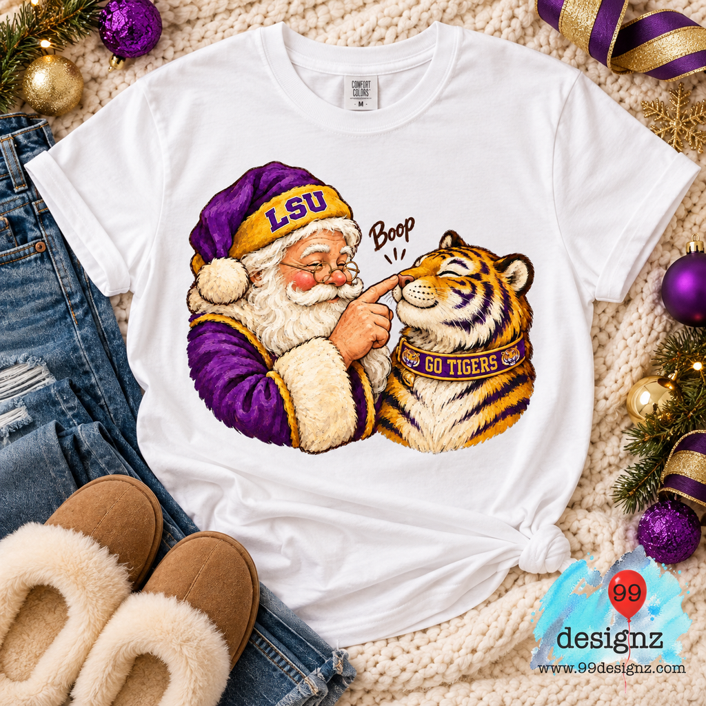LSU Santa Tiger Boop Christmas PNG Digital Download for Tigers Fans