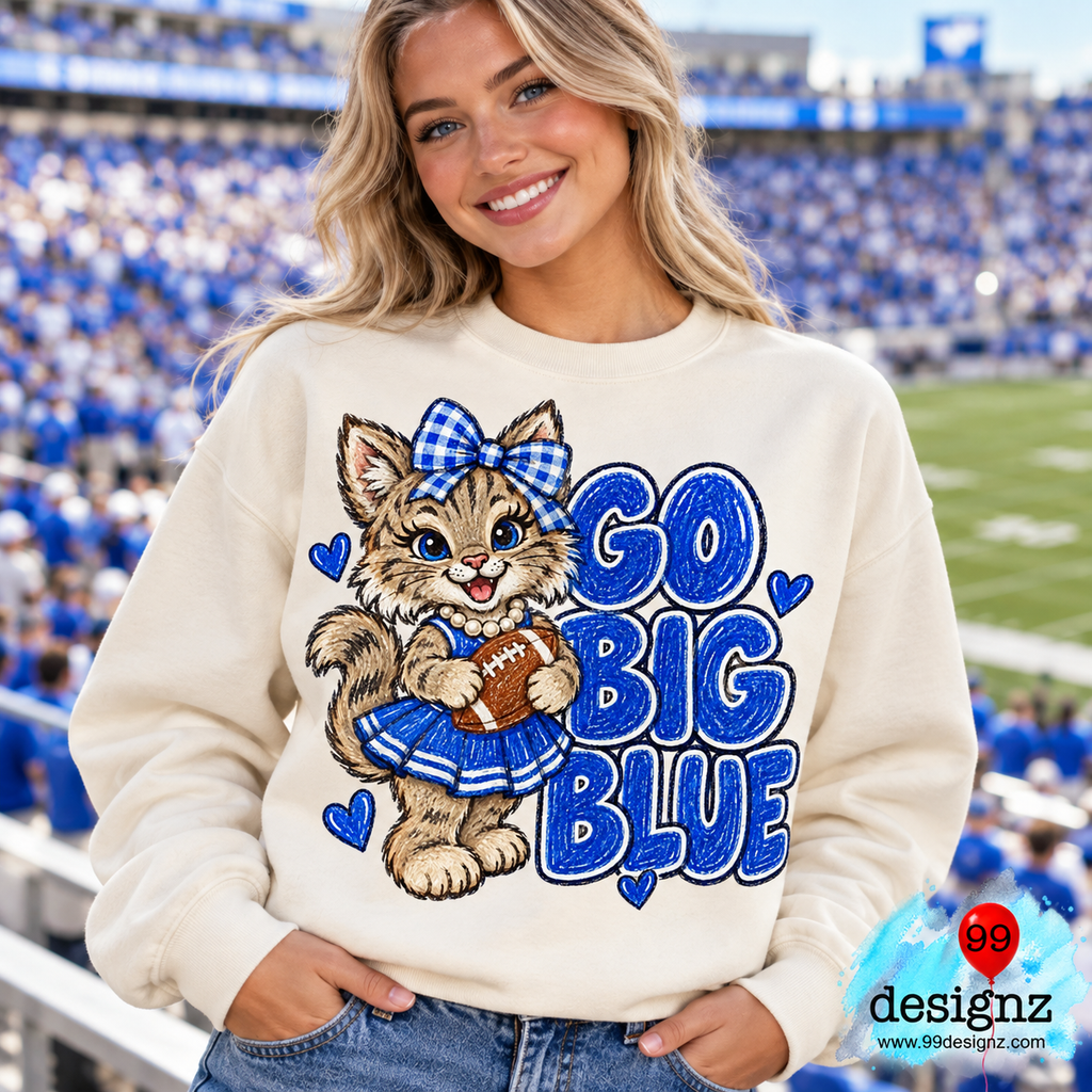 Go Big Blue PNG | Wildcat Cheerleader Bow Game Day Design