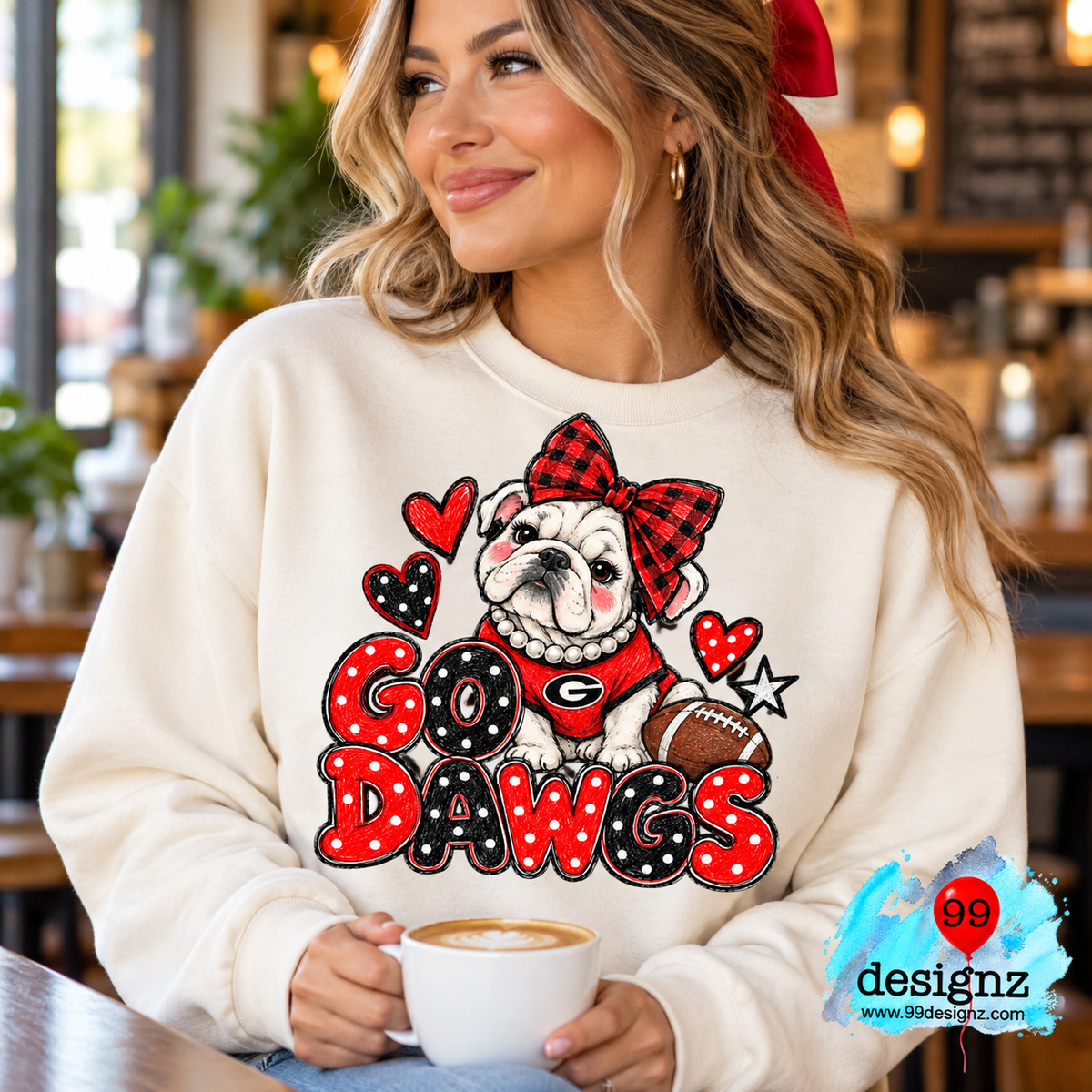 Go Dawgs PNG | Bulldog Buffalo Plaid Bow Game Day Design