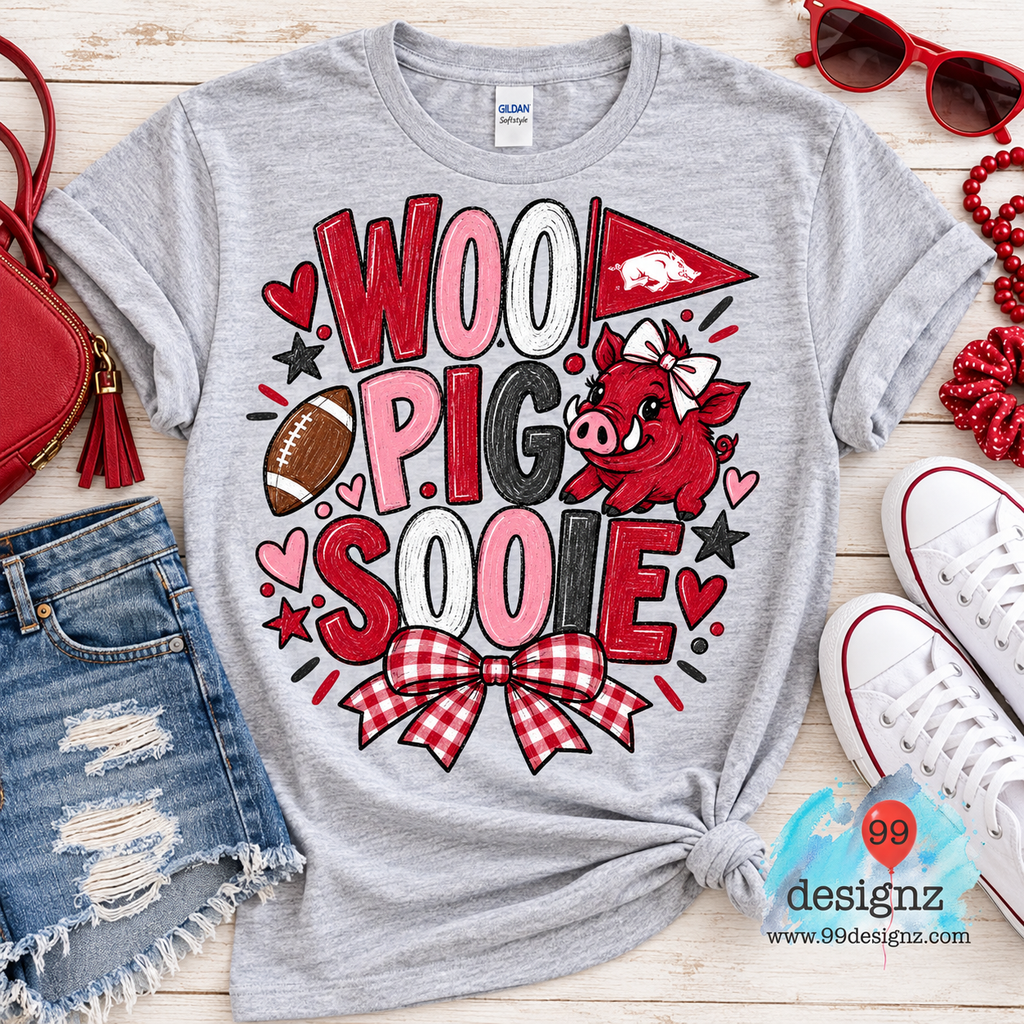 Woo Pig Sooie Razorback Bow PNG Digital Download for Arkansas Fans