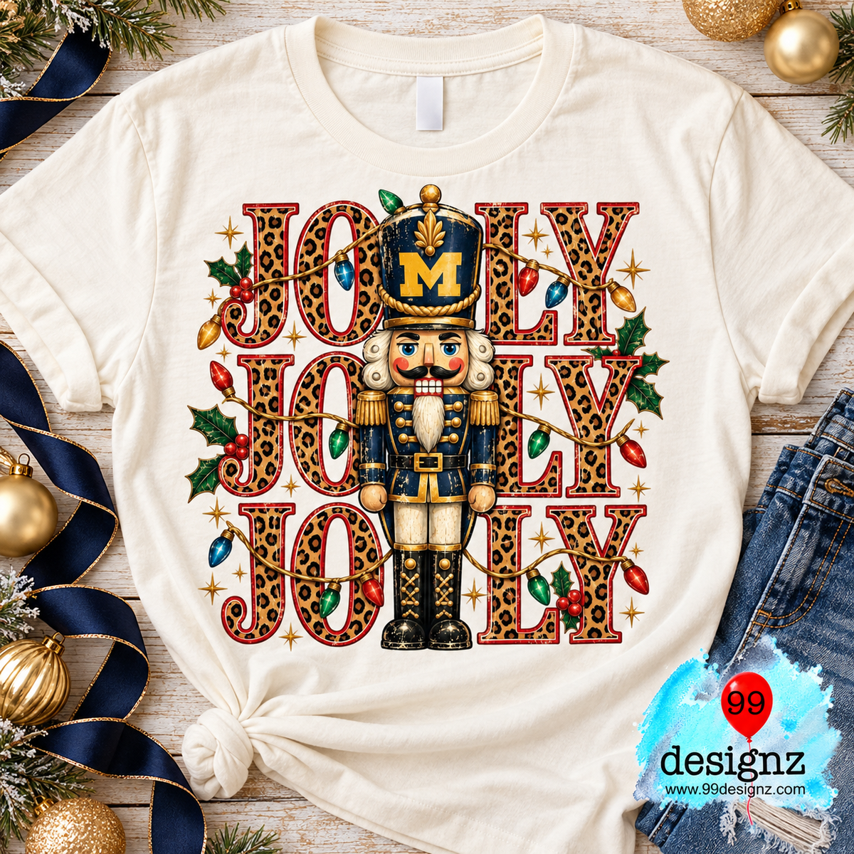 Jolly Nutcracker Christmas PNG | Leopard Print M Holiday Design