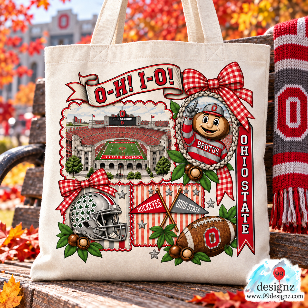Ohio State Buckeyes Football Bow Collage PNG Digital Download for Fans