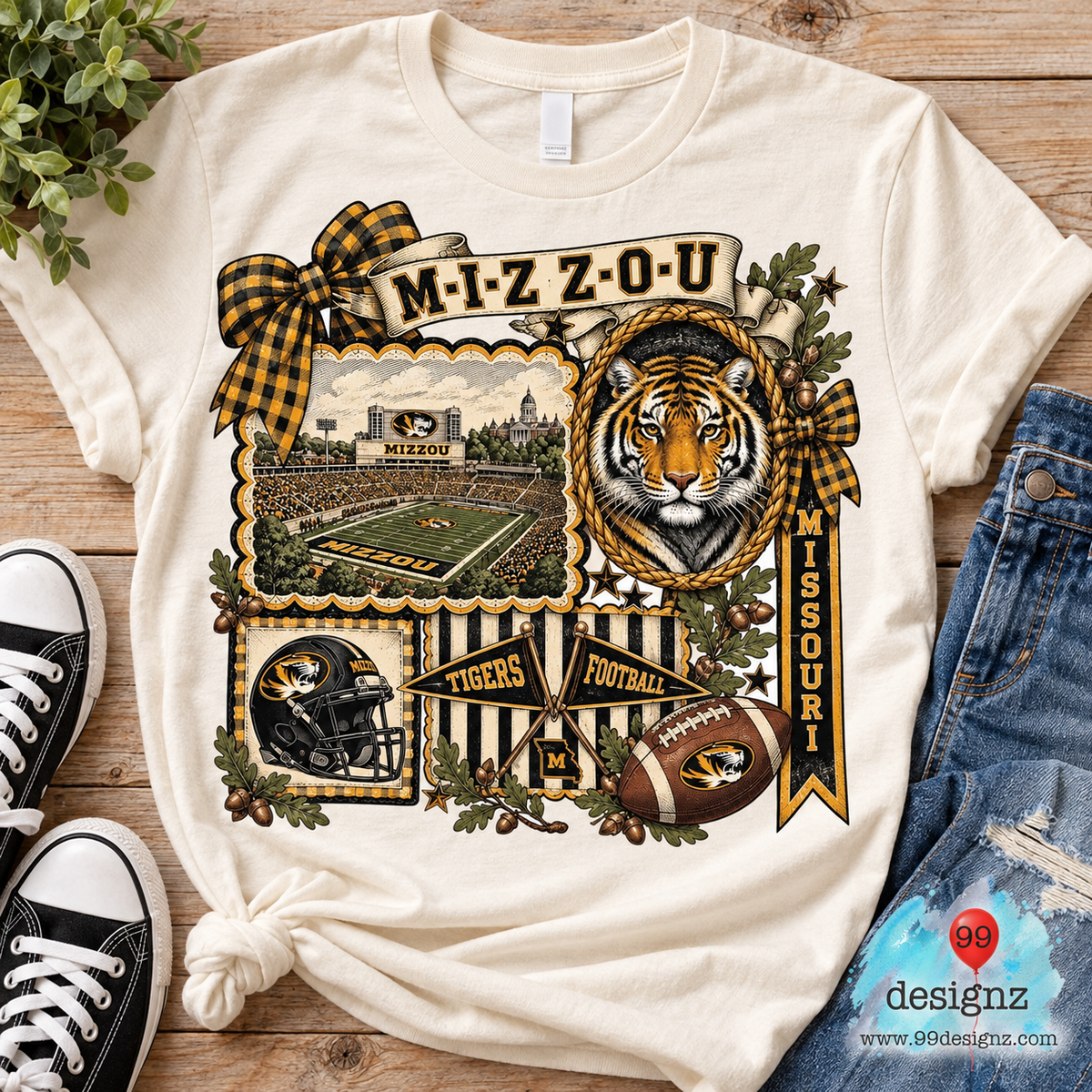 Mizzou Tigers Football Bow Collage PNG Digital Download for Fans