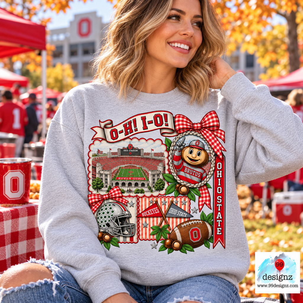 Ohio State Buckeyes Football Bow Collage PNG Digital Download for Fans