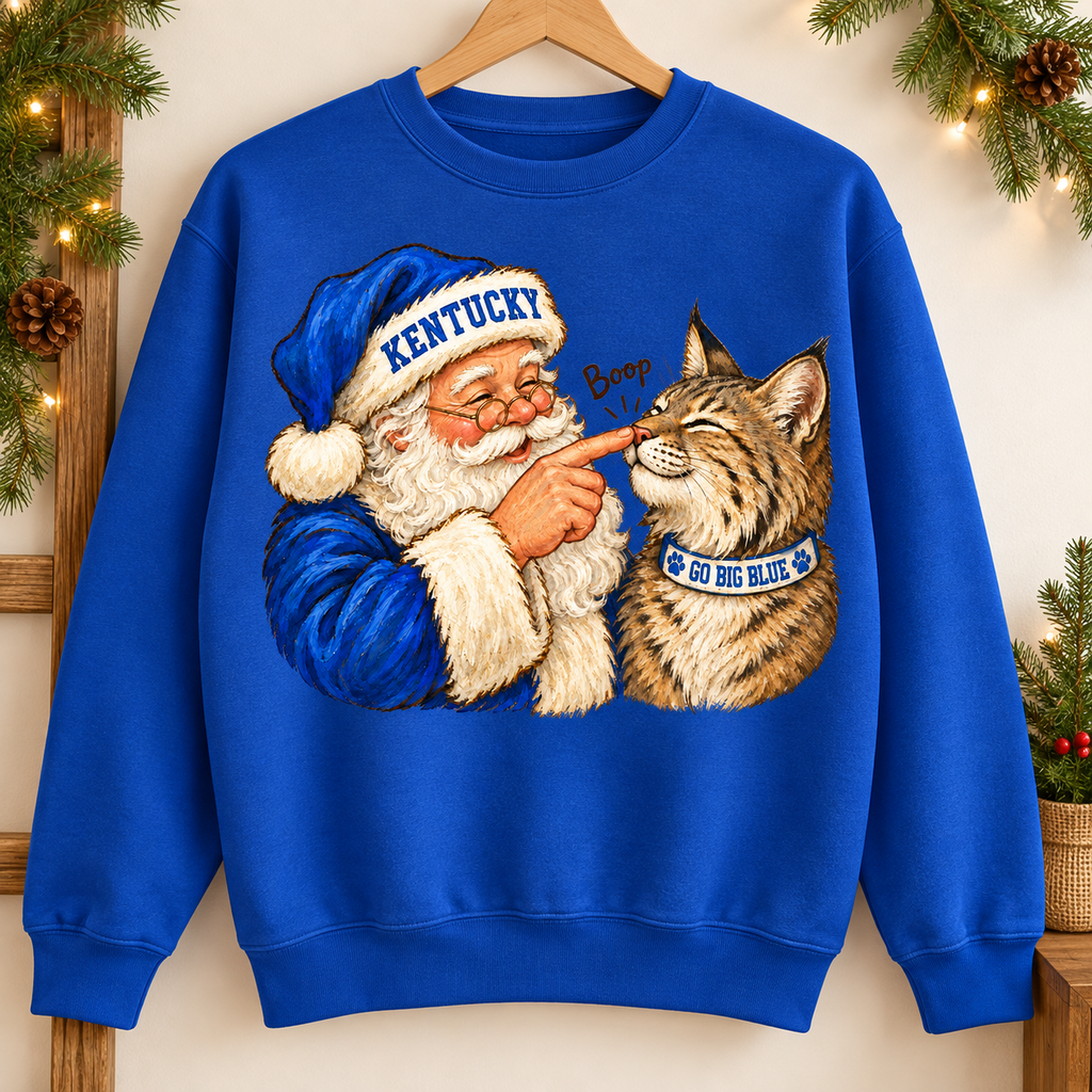 Kentucky Santa Boop PNG | Go Big Blue Wildcat Christmas Sublimation Design